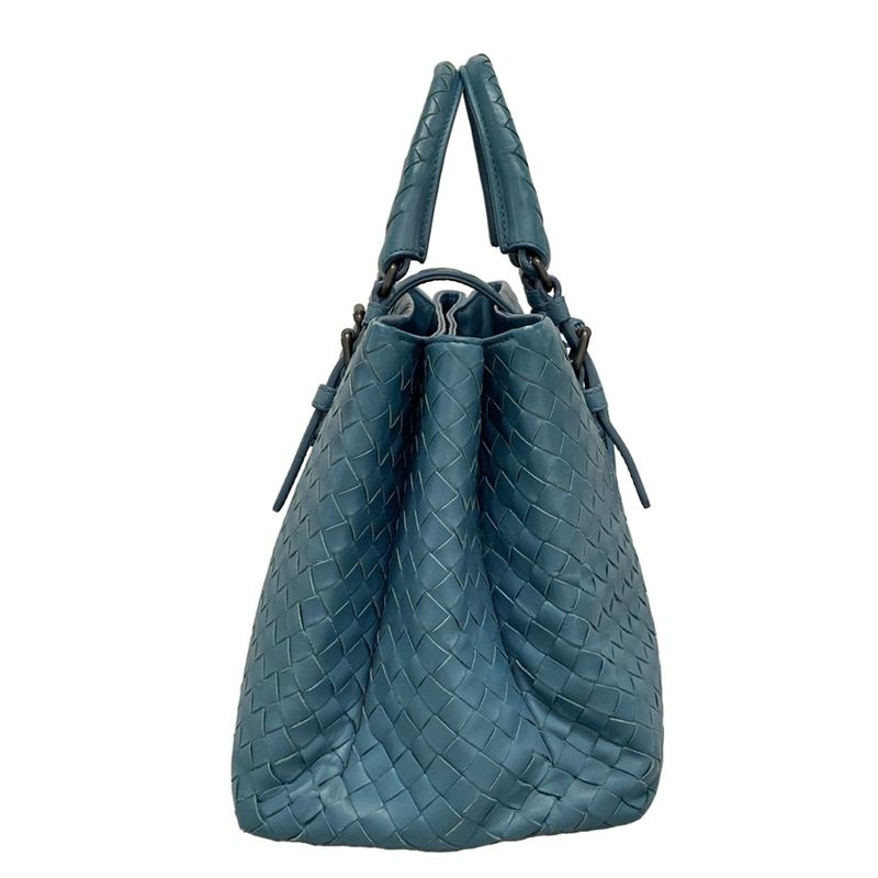 Bottega Veneta Handbag Small Rome Bag Blue Green Leather