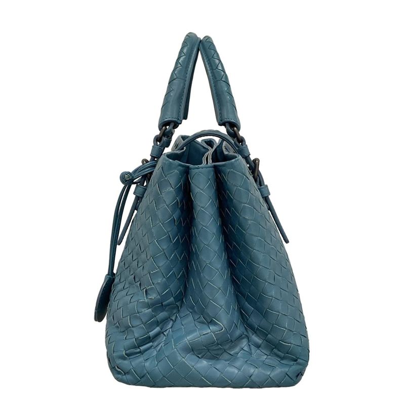 Bottega Veneta Handbag Small Rome Bag Blue Green Leather