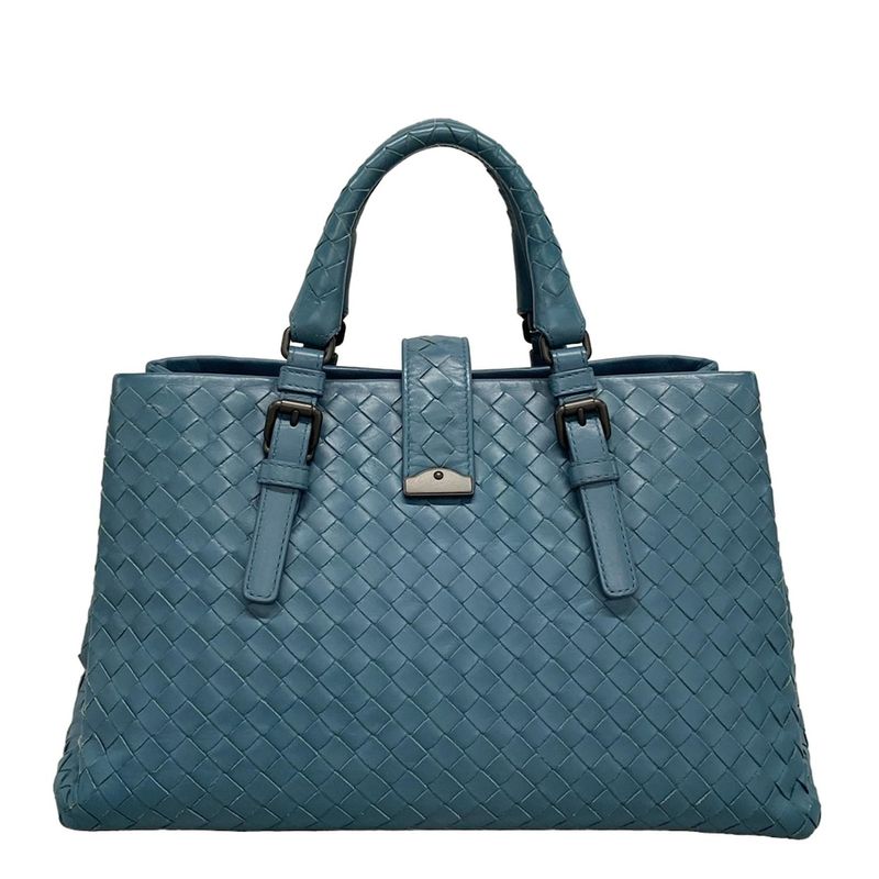 Bottega Veneta Handbag Small Rome Bag Blue Green Leather