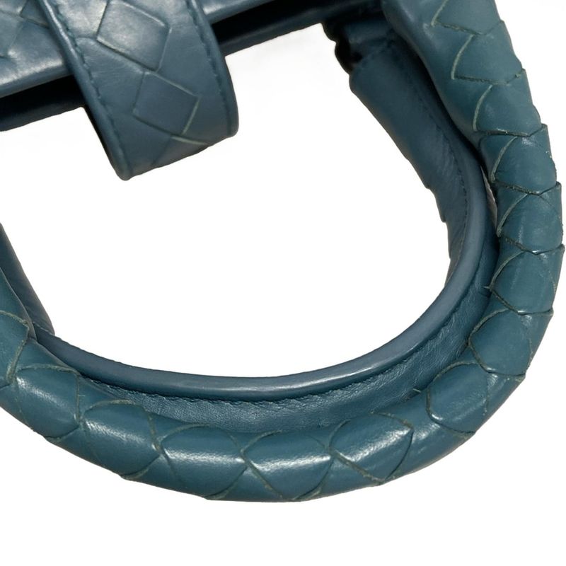 Bottega Veneta Handbag Small Rome Bag Blue Green Leather