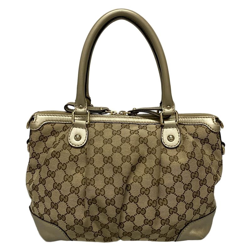 Gucci Handbag Sookie 247902 Dark Brown X Beige X Gold Leather