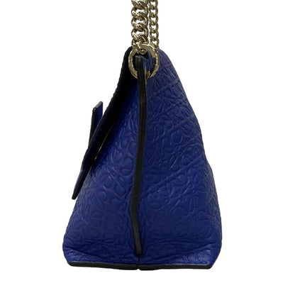 Loewe Shoulder Bag Avenue Blue Chain Shoulder Shape Pressed Leather