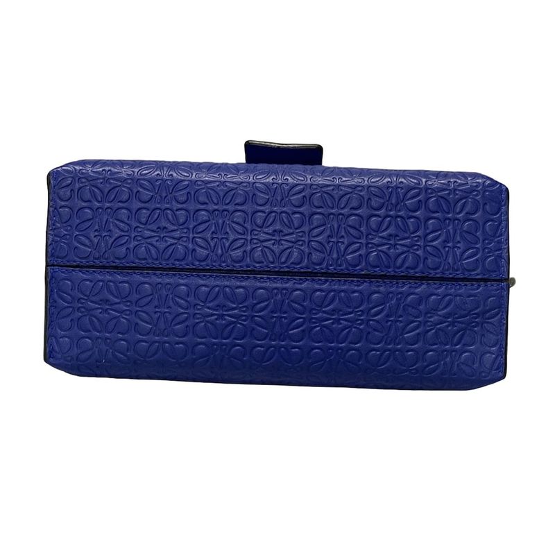 Loewe Shoulder Bag Avenue Blue Chain Shoulder Shape Pressed Leather