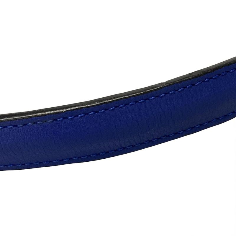 Loewe Shoulder Bag Avenue Blue Chain Shoulder Shape Pressed Leather