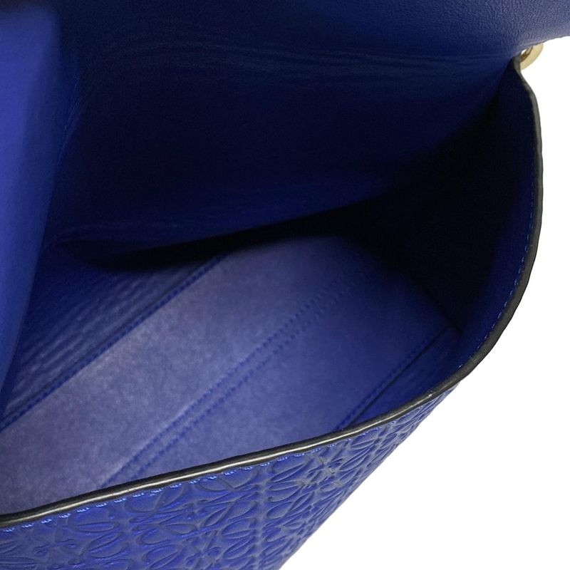 Loewe Shoulder Bag Avenue Blue Chain Shoulder Shape Pressed Leather