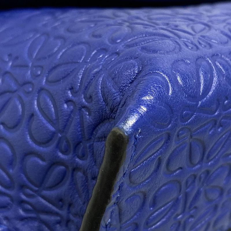 Loewe Shoulder Bag Avenue Blue Chain Shoulder Shape Pressed Leather