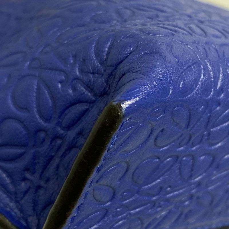 Loewe Shoulder Bag Avenue Blue Chain Shoulder Shape Pressed Leather