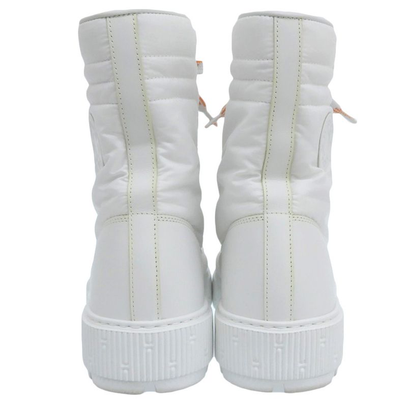 Hermes Nylon High Cut Fresh Boots Shoes Women's White 37.5 375