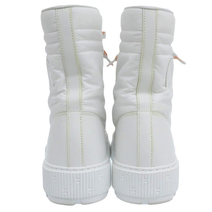Hermes Nylon High Cut Fresh Boots Shoes Women's White 37.5 375