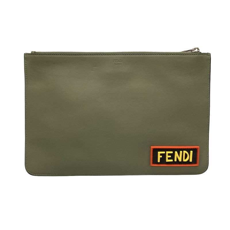 Fendi Clutch Bag - 7n0078 Khaki X Multi Leather