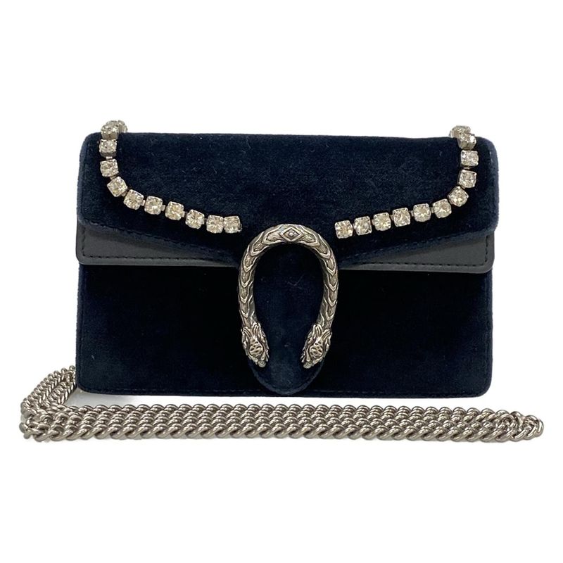 Gucci Shoulder Bag Dionysus 476432 Dark Navy Chain Shoulder Mini Bag Rhinestone