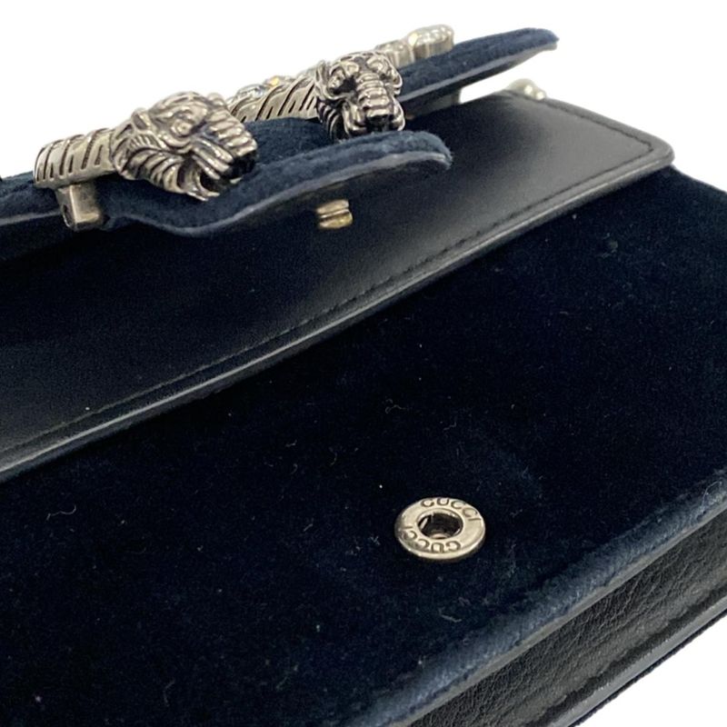 Gucci Shoulder Bag Dionysus 476432 Dark Navy Chain Shoulder Mini Bag Rhinestone