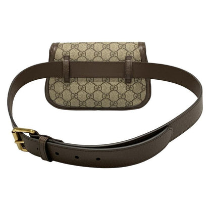 Gucci Waist Pouch Interlocking G GG Plus/gg Supreme 703807 Dark Brown X Beige
