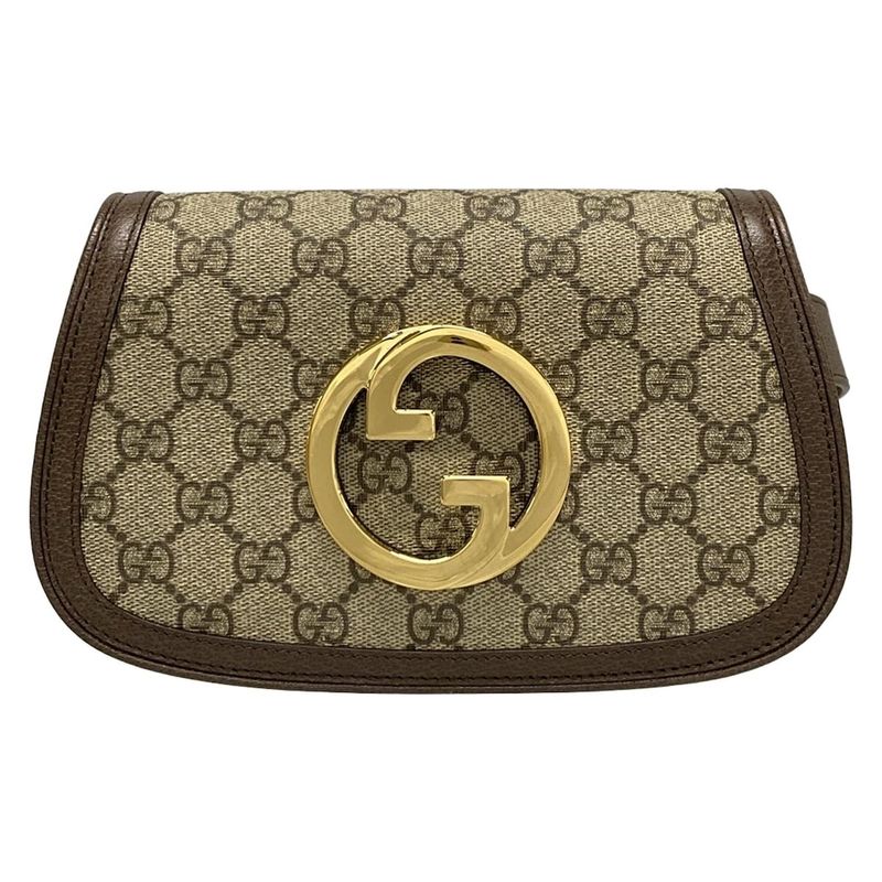 Gucci Waist Pouch Interlocking G GG Plus/gg Supreme 703807 Dark Brown X Beige