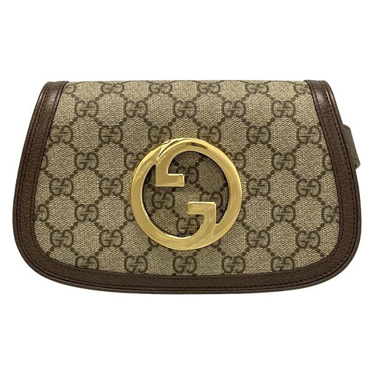 Gucci Waist Pouch Interlocking G GG Plus/gg Supreme 703807 Dark Brown X Beige