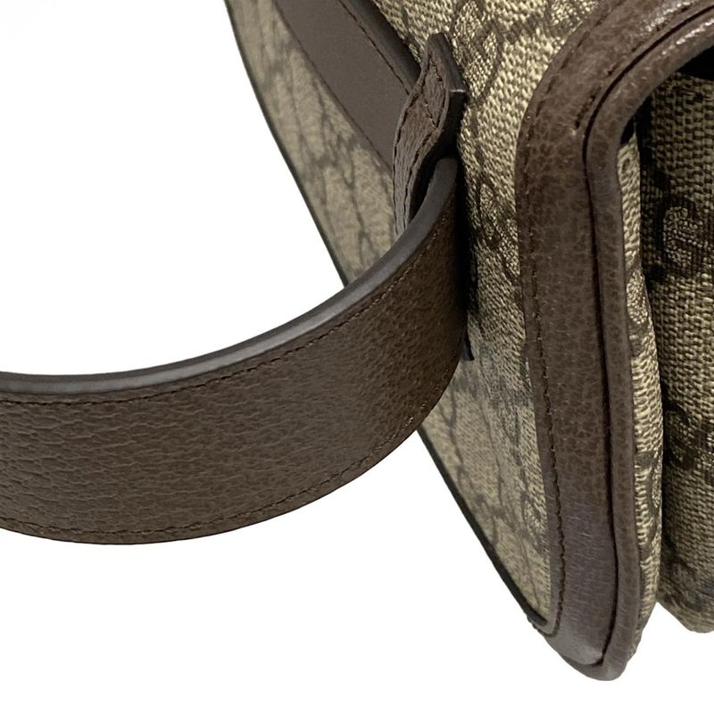 Gucci Waist Pouch Interlocking G GG Plus/gg Supreme 703807 Dark Brown X Beige