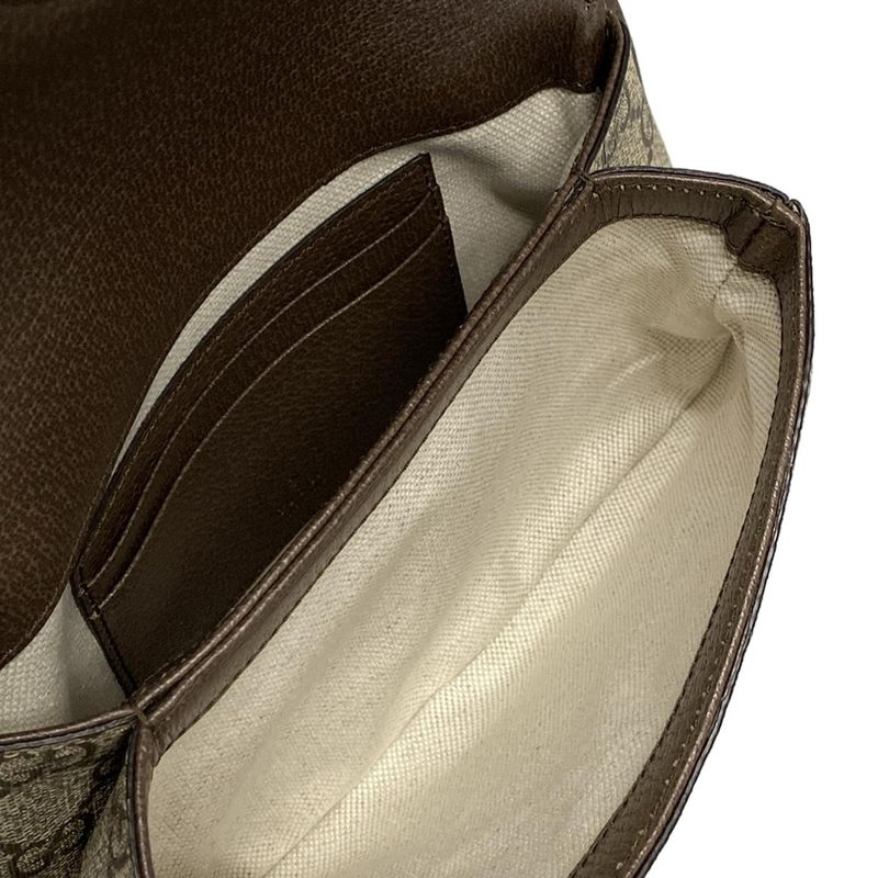 Gucci Waist Pouch Interlocking G GG Plus/gg Supreme 703807 Dark Brown X Beige