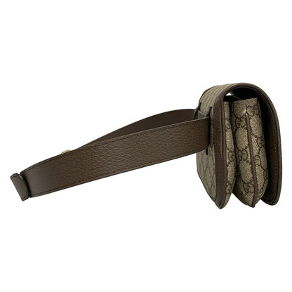 Gucci Waist Pouch Interlocking G GG Plus/gg Supreme 703807 Dark Brown X Beige