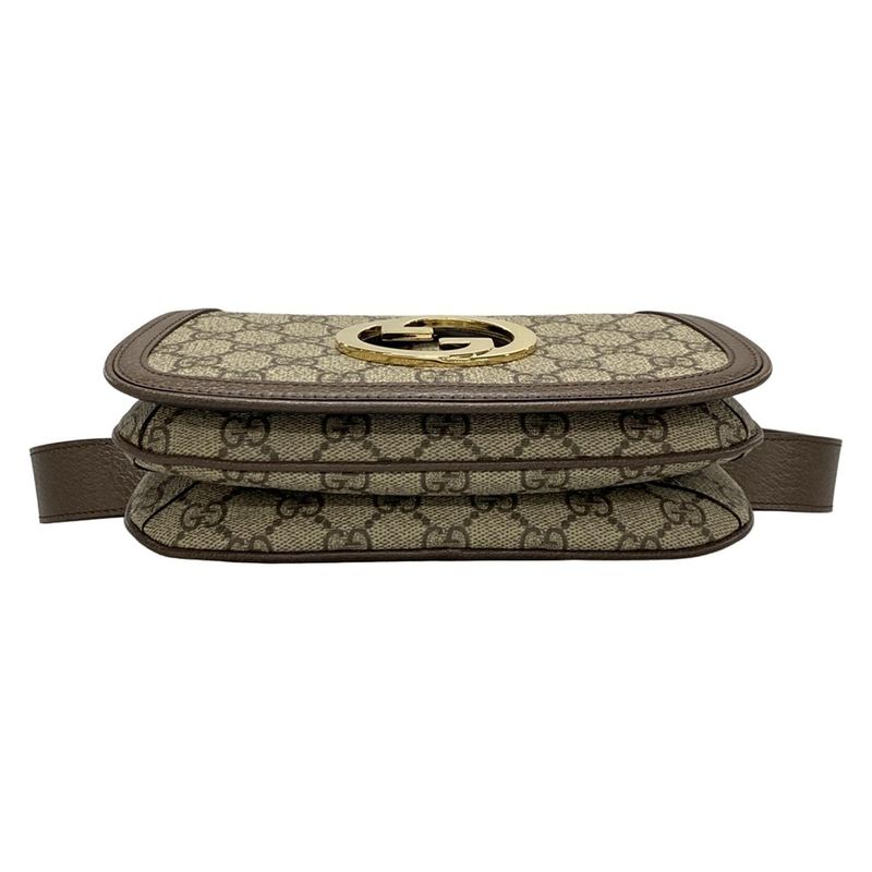 Gucci Waist Pouch Interlocking G GG Plus/gg Supreme 703807 Dark Brown X Beige