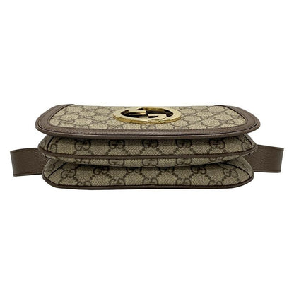 Gucci Waist Pouch Interlocking G GG Plus/gg Supreme 703807 Dark Brown X Beige