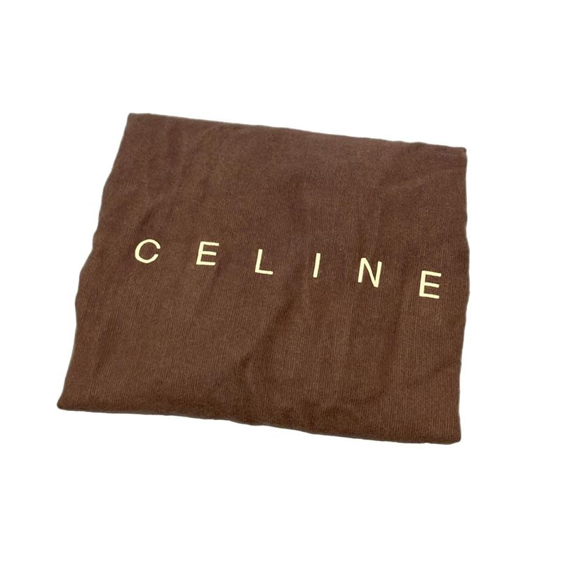 Celine Handbag Paris Macadam Navy X Ivory X Dark Brown Leather