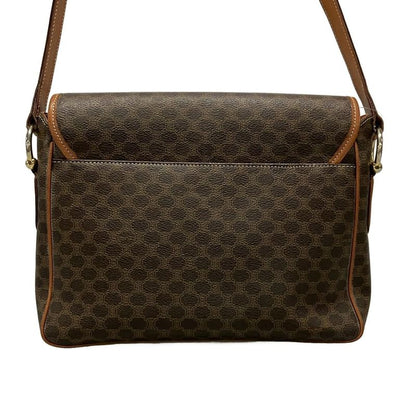 Celine Shoulder Bag Macadam Pattern Gancini Dark Brown X Light Brown Leather