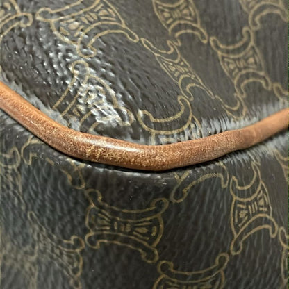 Celine Shoulder Bag Macadam Pattern Gancini Dark Brown X Light Brown Leather