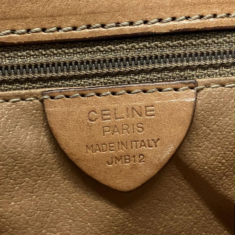 Celine Shoulder Bag Macadam Pattern Gancini Dark Brown X Light Brown Leather