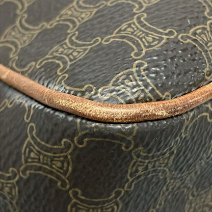 Celine Shoulder Bag Macadam Pattern Gancini Dark Brown X Light Brown Leather