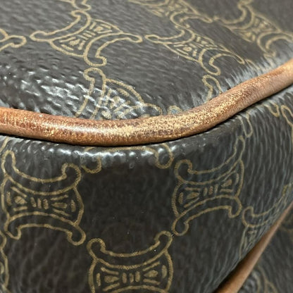 Celine Shoulder Bag Macadam Pattern Gancini Dark Brown X Light Brown Leather