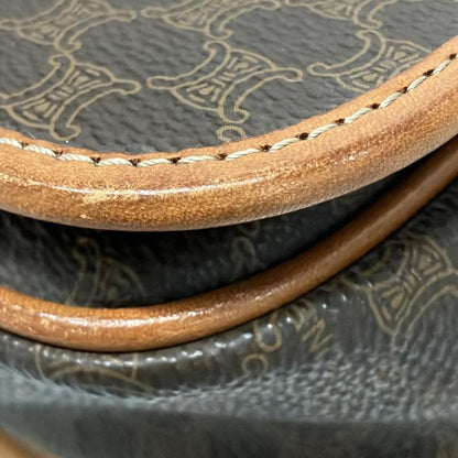 Celine Shoulder Bag Macadam Pattern Gancini Dark Brown X Light Brown Leather