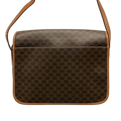 Celine Shoulder Bag Macadam Pattern Gancini Dark Brown X Light Brown Leather