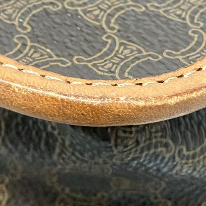 Celine Shoulder Bag Macadam Pattern Gancini Dark Brown X Light Brown Leather