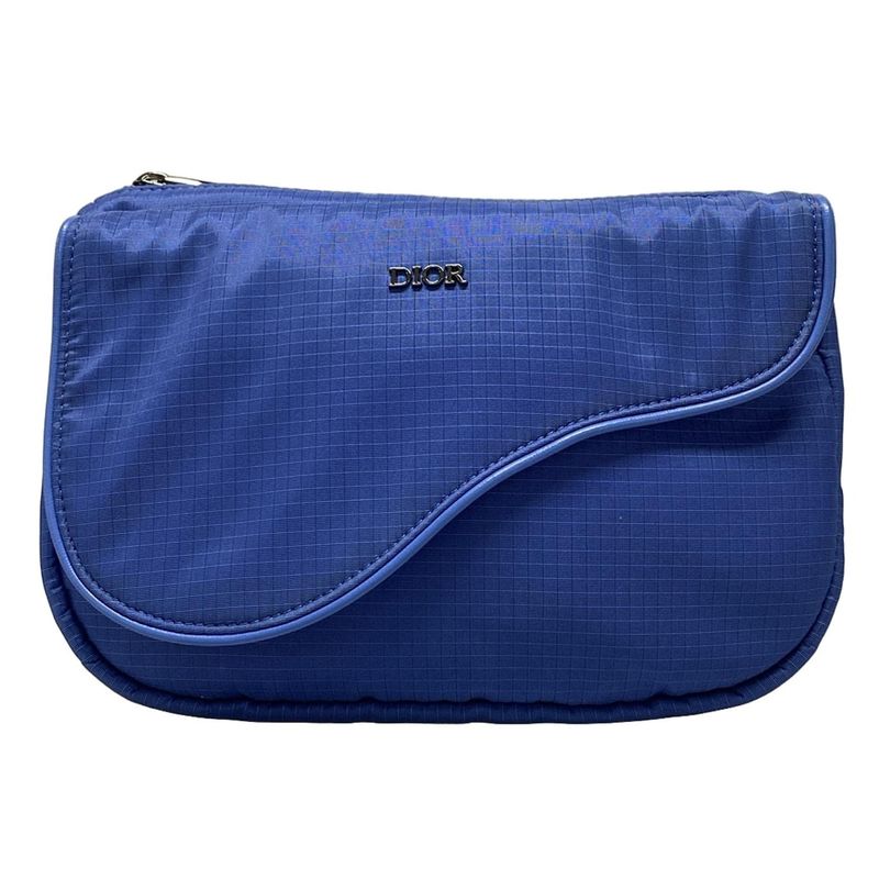 Dior Christian Dior Waist Pouch Saddle Nylon Body Bag Blue X Navy CD Motif