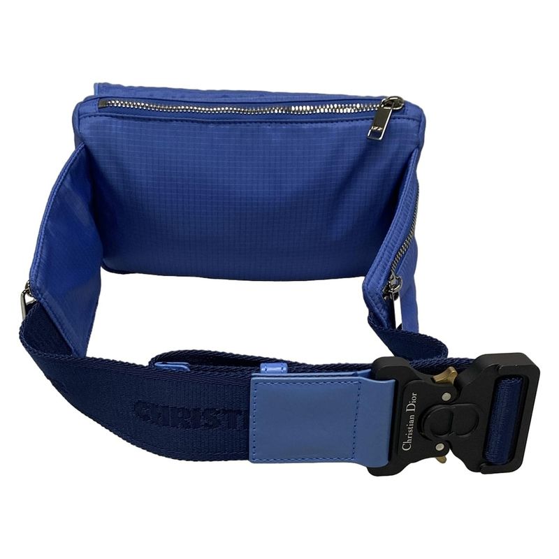 Dior Christian Dior Waist Pouch Saddle Nylon Body Bag Blue X Navy CD Motif