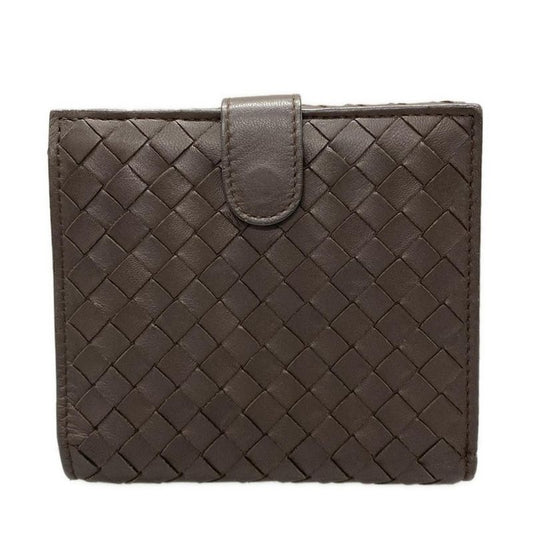 Bottega Veneta W Hook Wallet Intrecciato 163240 Dark Brown Leather