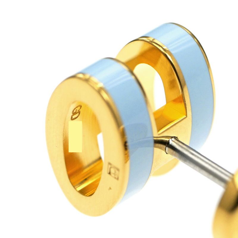 Hermes Earrings Pop Ash Mini Pair Light Blue Gold Hardware Jewelry -
