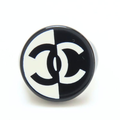 Chanel Ring Coco Mark Plastic Black White Accessory 05p Bicolor Ladies Women