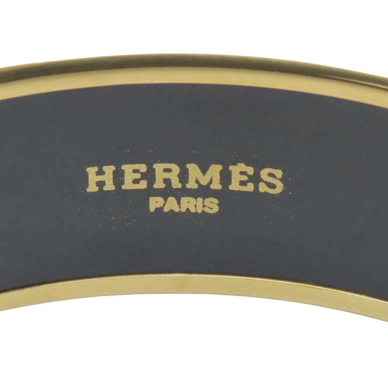 Hermes Bangle Enamel GM Mosaic Pattern Metal Red Gold Cloisonne Bracelet