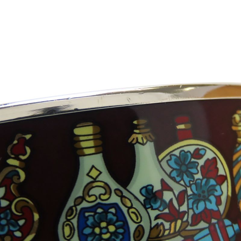 Hermes Bangle Enamel GM Perfume Bottle Metal Wine Red Multicolor Silver