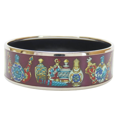 Hermes Bangle Enamel GM Perfume Bottle Metal Wine Red Multicolor Silver