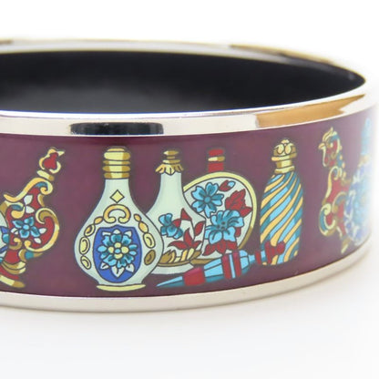 Hermes Bangle Enamel GM Perfume Bottle Metal Wine Red Multicolor Silver