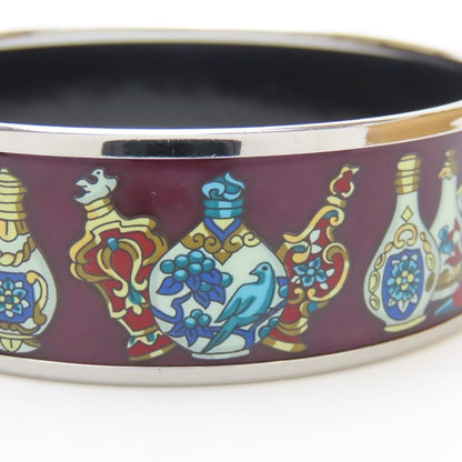 Hermes Bangle Enamel GM Perfume Bottle Metal Wine Red Multicolor Silver