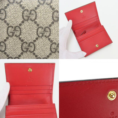 Gucci Bifold Wallet Bosco GG Supreme Canvas Beige Pink Red Compact Patch