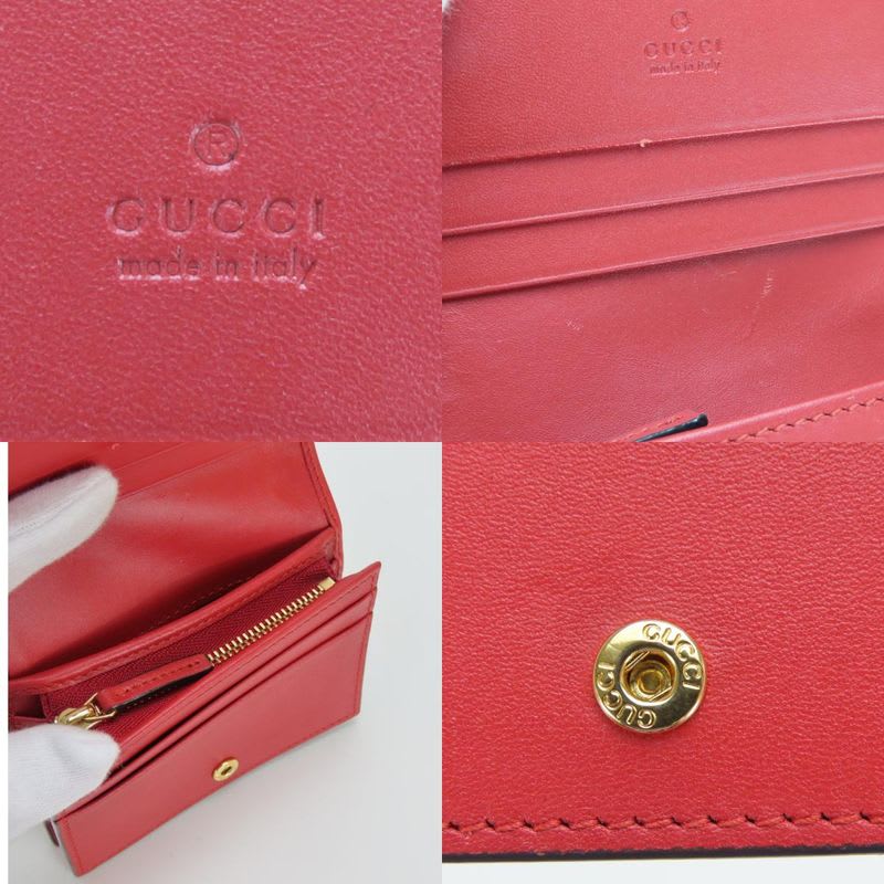 Gucci Bifold Wallet Bosco GG Supreme Canvas Beige Pink Red Compact Patch