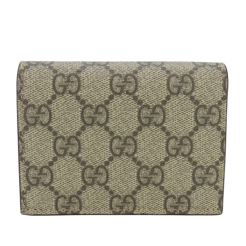 Gucci Bifold Wallet Bosco GG Supreme Canvas Beige Pink Red Compact Patch