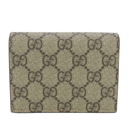 Gucci Bifold Wallet Bosco GG Supreme Canvas Beige Pink Red Compact Patch