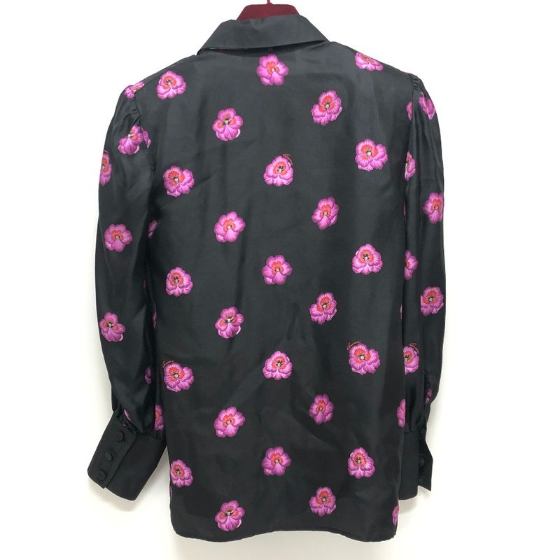 Gucci Long Sleeve Shirt Ribbon Flower Shirt 722304 Silk Black