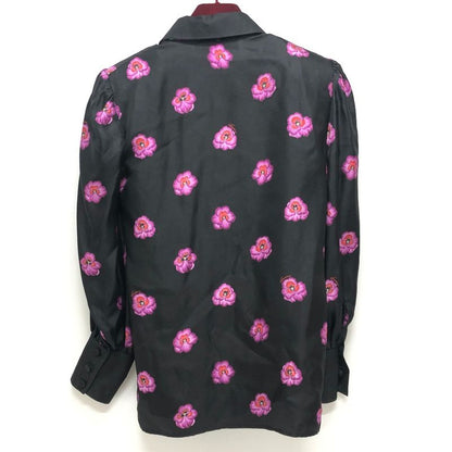 Gucci Long Sleeve Shirt Ribbon Flower Shirt 722304 Silk Black