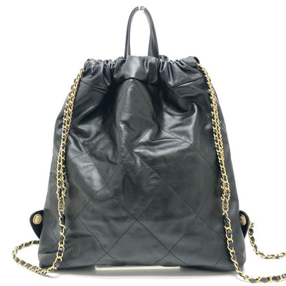 Chanel Backpack Sac 22 Chain As3313 Leather Black